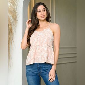 Women’s sleeveless ruffle print tank top‎